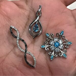 Lot Of 3 Sterling Silver Pendant Snowflake | Teardrop